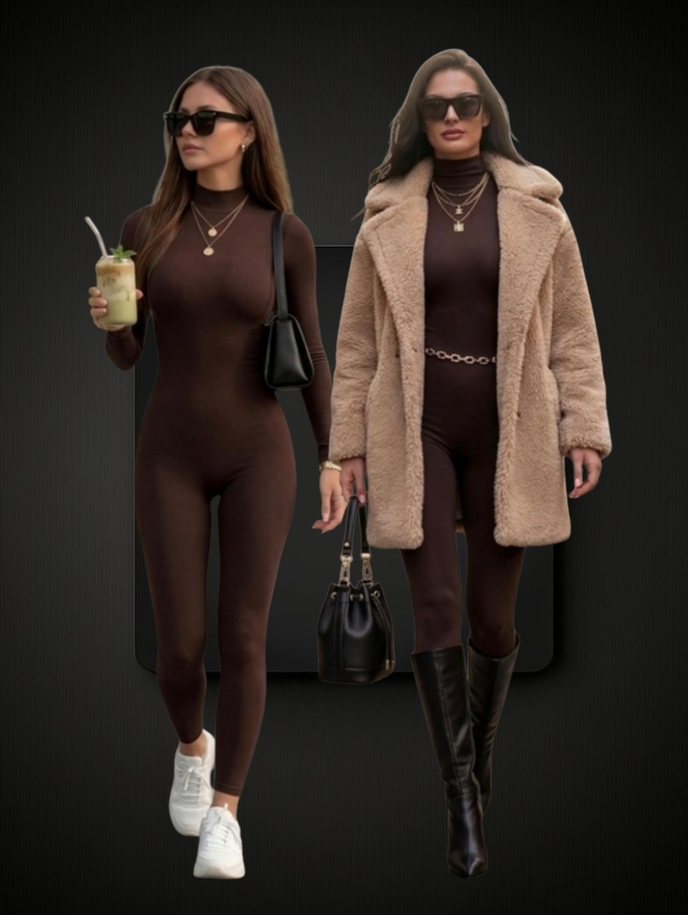 Mock Neck Long Sleeve Bodysuit ▪︎ Coffee ▪︎ Sz XL